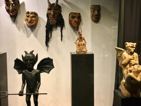 Devil masks on display at the Devil Museum